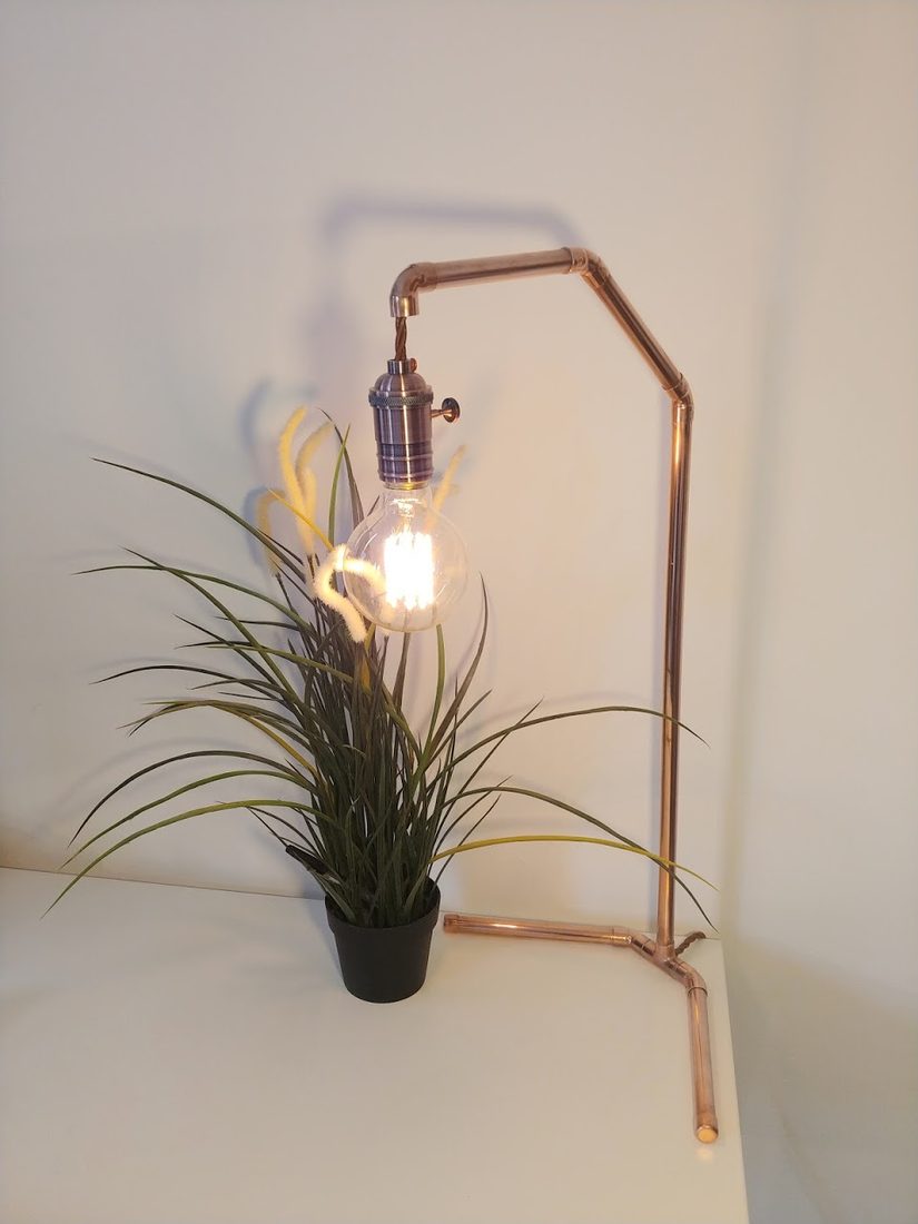 Roupell L1 — a filament desk lamp built from reclaimed copper piping